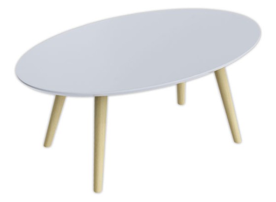 1 Table basse ovale laquée blanc L 115 cm