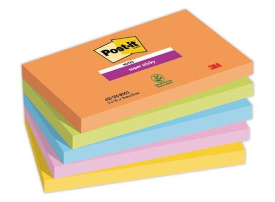 1 Lot de 5 Notes Super Sticky Collection Boost, 76 x 127 mm, 90 feuilles