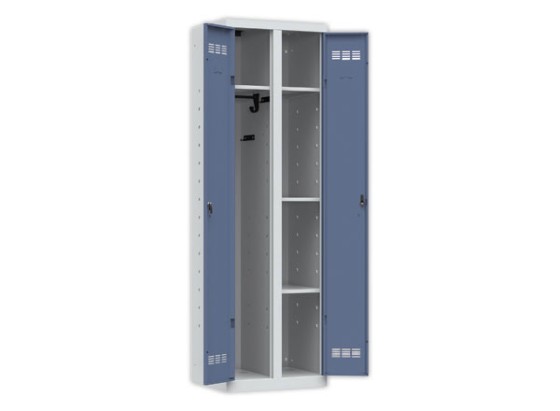 1 Vestiaire multiservices H.198 x L.60cm, penderie et rangement bleu