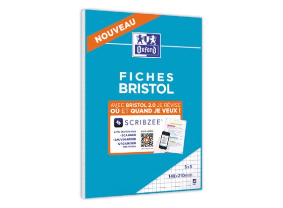 1 Bloc de 30 feuilles de fiches bristol blanches 5x5 A5