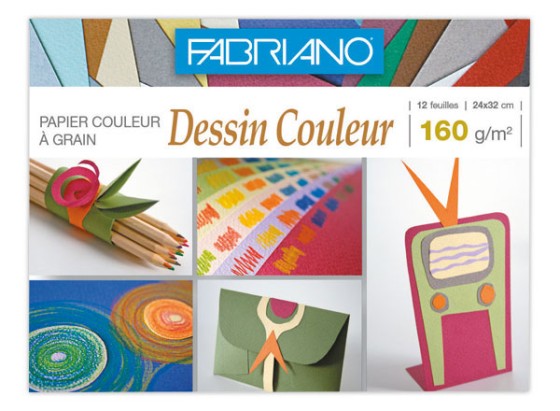 1 Pochette de papier dessin couleur 24x32cm - 160gr - 12 feuilles