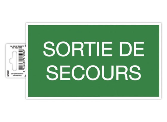 1 Panneau adhésif Sortie de Secours 20 cm - Vert