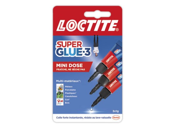 1 Blister de 3 Tubes de colle cyano SUPER GLUE 3 - 1g