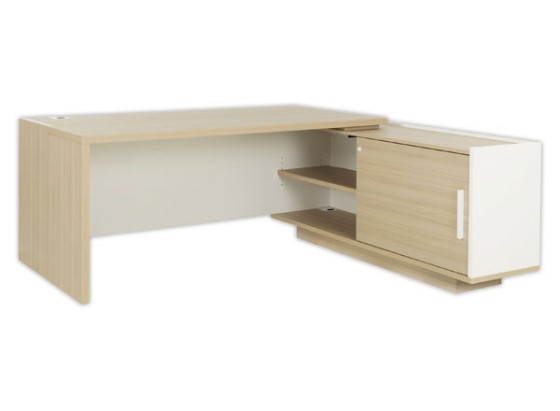 1 Bureau BARI Retour droit 180 cm chêne structuré / blanc monté