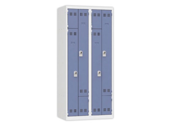 1 Vestiaire gain de place porte en L 2 colonnes - 4 utilisateurs - Bleu