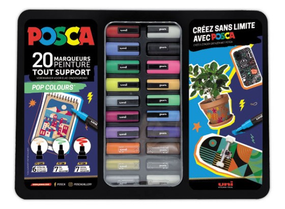 1 Boite de 20 Malette de marqueurs peinture POSCA