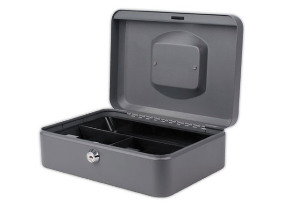 1 Caissette à monnaie avec serrure cylindrique 25cm gris