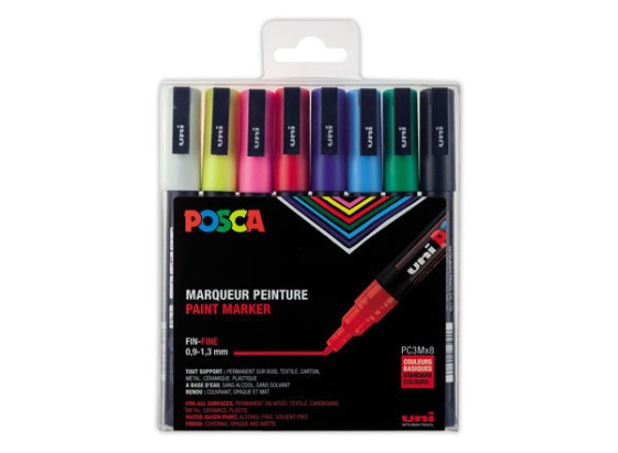 1 Lot de 8 Marqueurs peinture uni-POSCA tout support. Assortis.