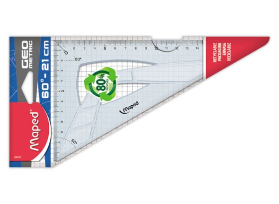 1 Equerre 60° grand côté 21 cm - GEOMETRIC, en plastique recyclé
