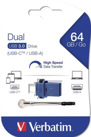 Verbatim Clé USB à double connectique de type C/USB 3.0 64 Go