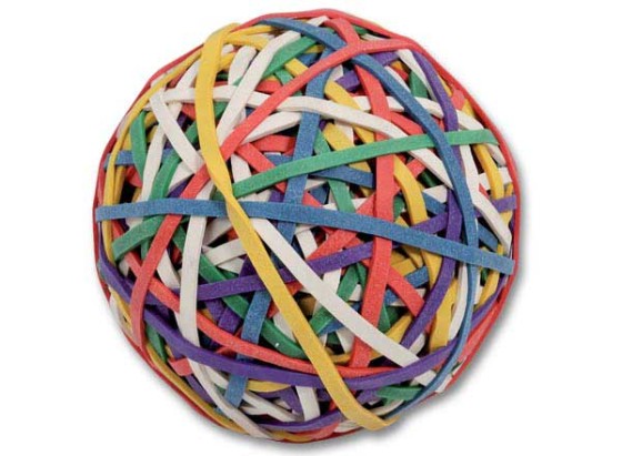 1 Boule de bracelets caoutchouc - 145g -coloris assortis