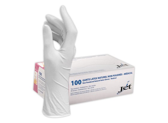 1 Boite de 100 Gants latex naturel non poudre Taille 8 / M