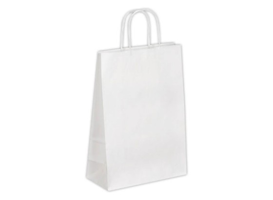 1 Carton de 200 Sac poignées torsadées format Moyen : 22 x 33 x 10 cm- Blanc