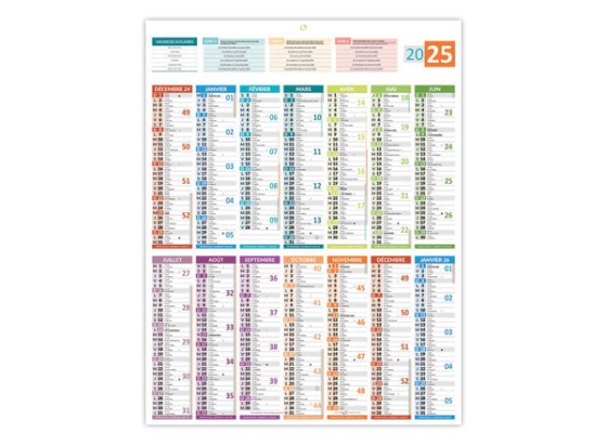 1 Pack de 25 Calendrier banque Bouchut France 14 mois - 55x43 cm - Par 25