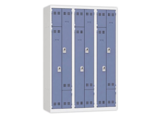 1 Vestiaire  gain de place porte en L 3 colonnes - 6 utilisateurs - Bleu