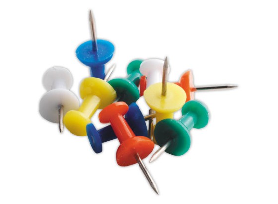 1 Blister de 25 Punaises de signalisation Push-pins - Coloris assortis