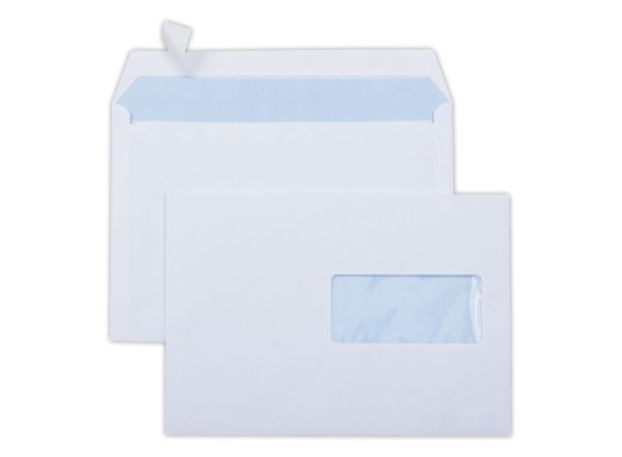 1 Carton de 500 Enveloppes 162x229mm blanches 80g bande siliconée fenêtre 45x100 Eco