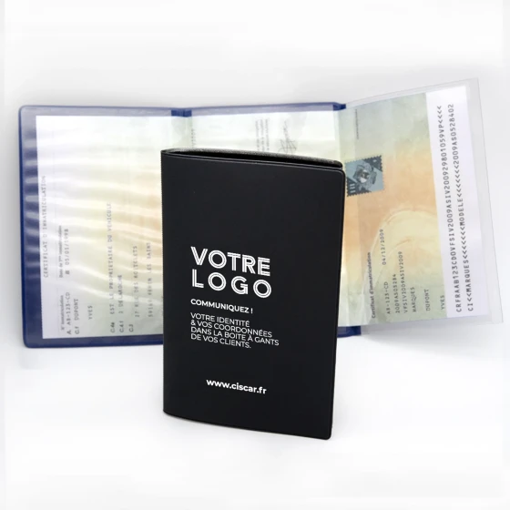 ETUIS CARTE GRISE TRIO GOMME 3 VOLETS - PERSONNALISATION RECTO