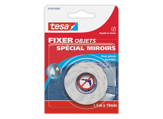 1 Ruban Fixer Objets Double-face miroir 1,5 m x 19 mm