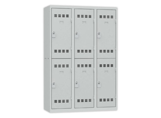 1 Vestiaire multicases 3 col. de 2 casesH.180 x L.120cm gris/gris