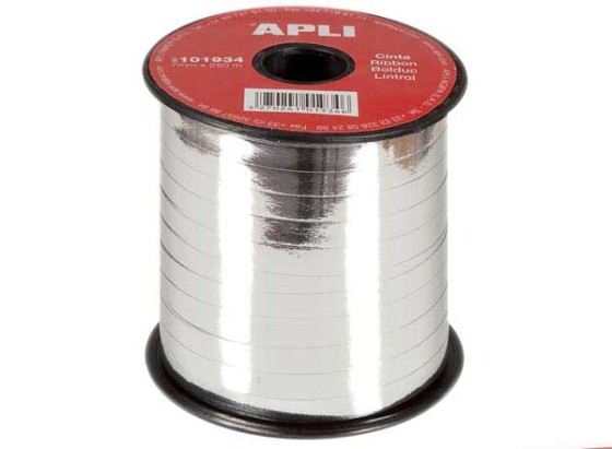 1 Lot de 2 Rouleaux de ruban Bolduc argent / métal 7 mm x 250 m