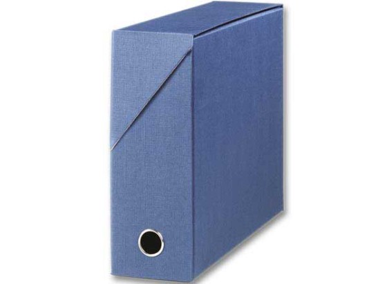 1 Boîte de transfert toilée dos 9 cm bleu foncé