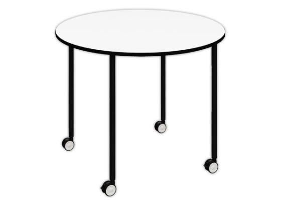 1 Table roulante FEX OFFICE Diam. 96 cm Blanc pieds noirs