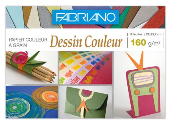 1 Pochette de papier dessin couleur 21x29,7 cm - 160gr - 12 feuilles