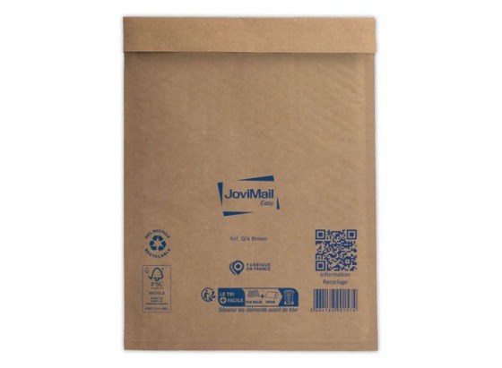 1 Lot de 100 pochettes matelassées kraft recyclées à bulles d'air 240X330 mm