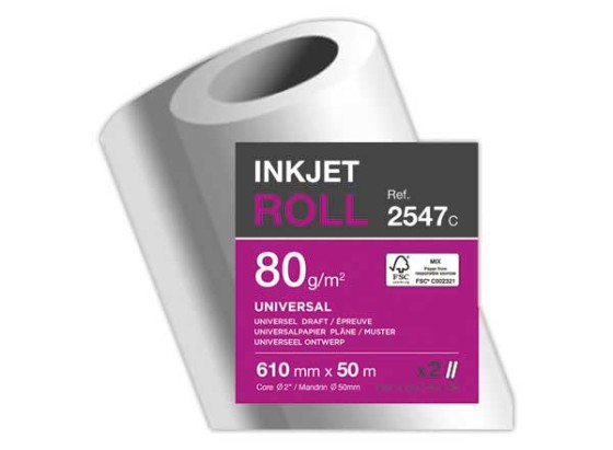 1 Carton de 2 Rouleaux de papier non couché CLAIREFONTAINE 0,610 x 50 m - 80g