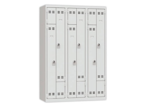 1 Vestiaire  gain de place porte en L 3 colonnes - 6 utilisateurs - Gris