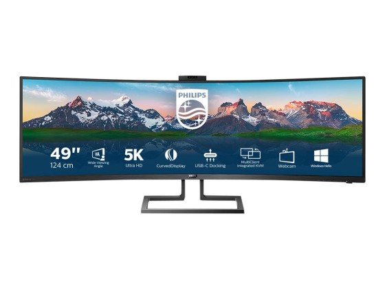 PHILIPS 499P9H/00 UWQHD, Curved,49p,VA,Webcam,70Hz, 5ms, Adaptive Sync, Docking USB-C, USB-C Port, DP, HDMI, Heightadj. HP