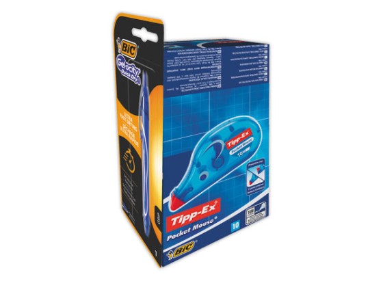 1 Lot de 10 Correcteurs TIPP-EX Pocket Mouse + 1 stylos Gelocity Quick Dry