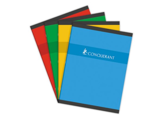 1 Cahier agrafé Conquérant 70g, 24X32, 5x5, 96 pages