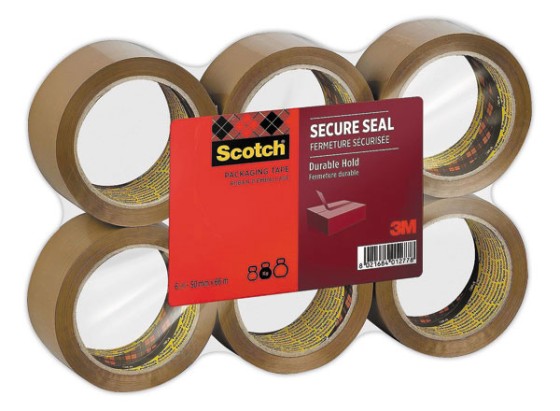 1 Lot de 6 rouleaux de ruban d'emballage Scotch ®SECURE SEAL50 mm x 66 m  Havane