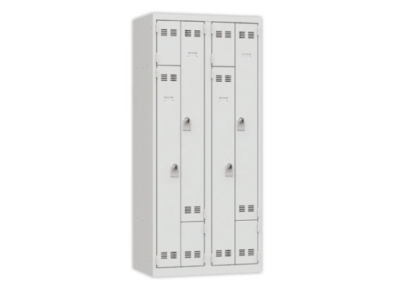 1 Vestiaire gain de place porte en L 2 colonnes - 4 utilisateurs - Gris