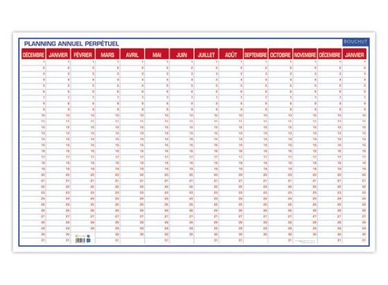 1 Planning annuel perpétuel Bouchut - 60x99 cm