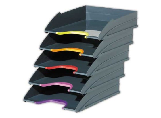 1 Carton de 5 Corbeilles à courrier Varicolor Gris