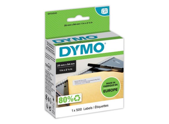 1 Rouleau de 500 étiquettes blanches 54x25 mm pour DYMO Label Writer