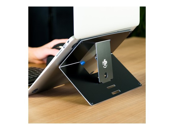 R-Go Tools Support pour ordinateur portable R-Go Riser Attachable, réglable, intégré à votre ordinateur portable, aluminium, noir