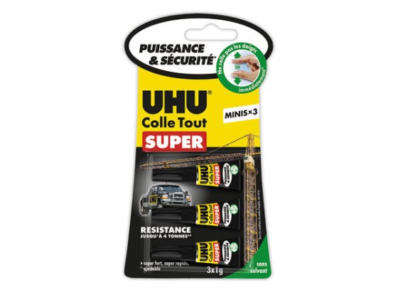 1 Lot de 3 tubes de colle COLLE TOUT SUPER UHU Minis - Gel (3x1g)