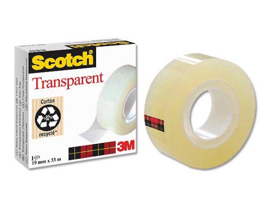 1 Adhésif transparent SCOTCH 550 - 33 m x 19 mm-sans solvant