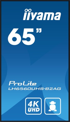 iiyama LH6560UHS-B2AG affichage de messages Carte A numérique 165,1 cm (65") LED Wifi 500 cd/m² 4K Ultra HD Noir Intégré dans le processeur Android 11 24/7