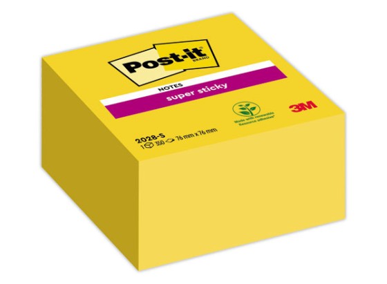 1 Bloc cube Post it Super Sticky 76x76 mm, jaune
