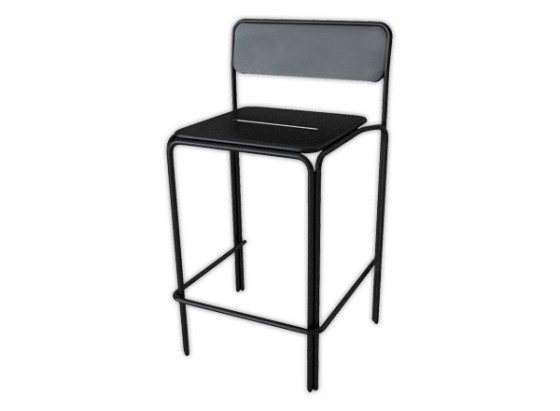 1 Lot de 2 Tabourets BISTRO hauts métal noirs intérieurs et extérieurs montés