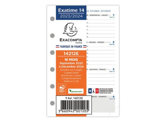 1 Recharge millésimée Exacompta Exatime 14 -  8x13 cm