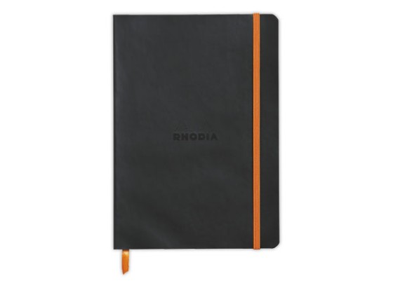 1 Carnet broché Rhodiarama A5 160 p,pointillés, couverture souple noire