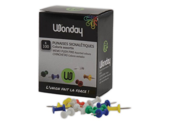 1 Boite de 100 Punaises bobine assorties