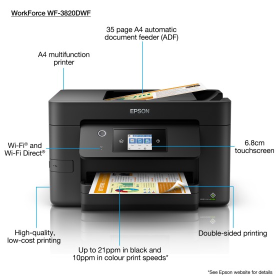 Epson WorkForce Pro WF-3820DWF Jet d'encre A4 4800 x 2400 DPI 21 ppm Wifi