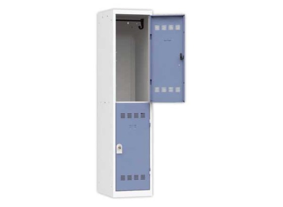 1 Vestiaire multicases 1 colonne de 2 cases H.180 x L.40cm gris/bleu